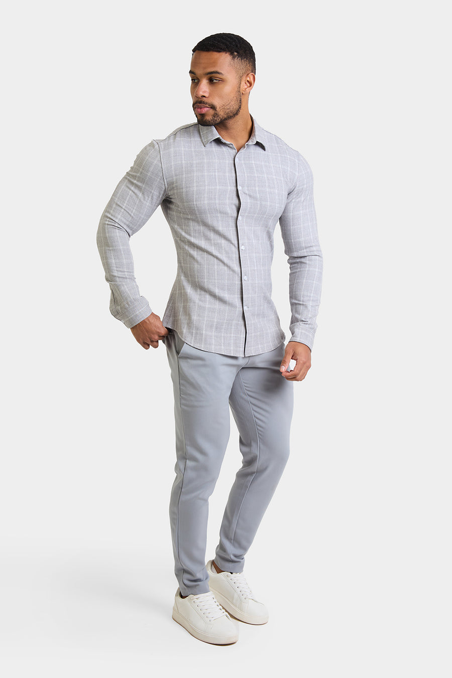 Check Overshirt in Pale Grey - TAILORED ATHLETE - USA