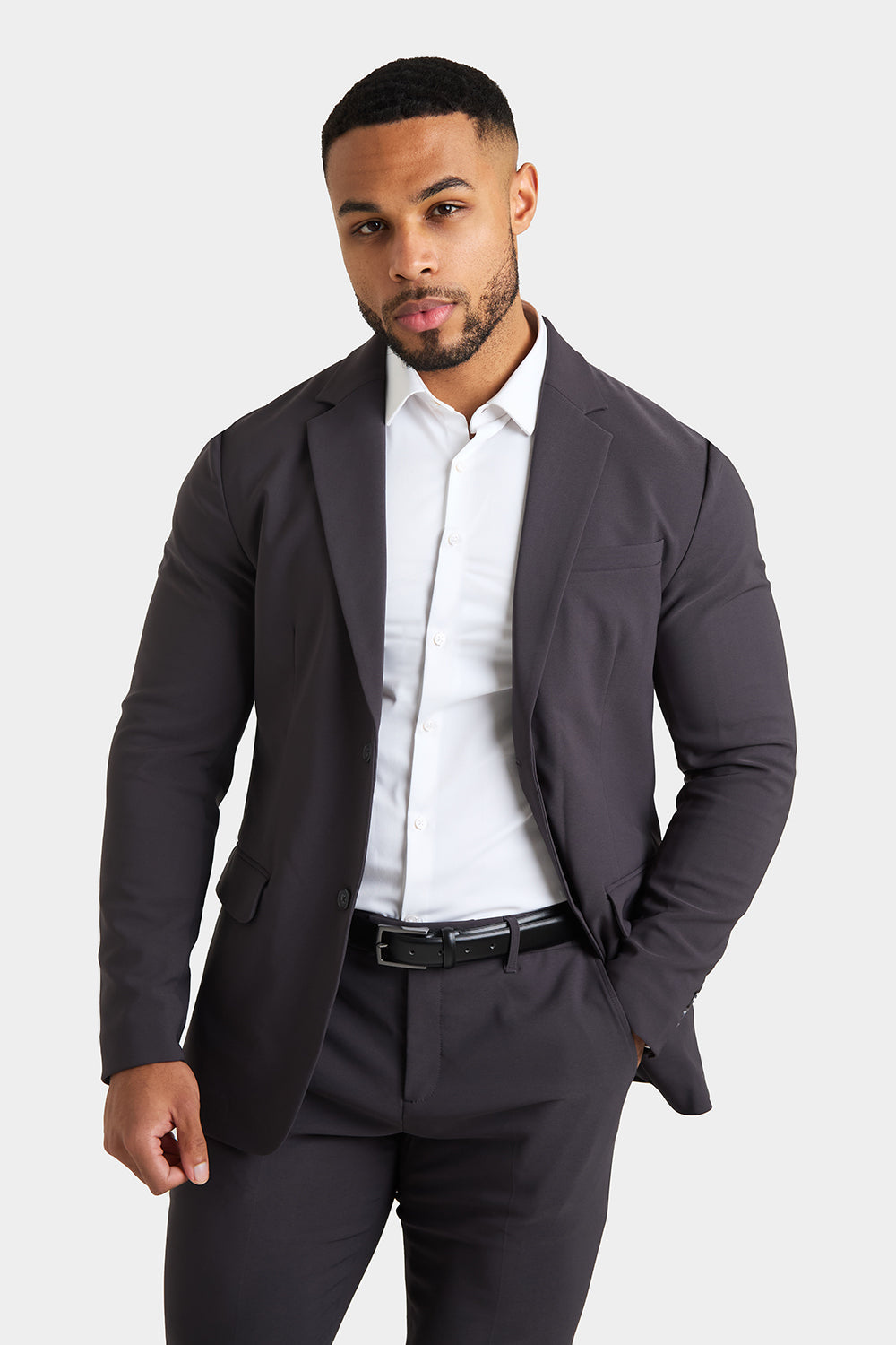 True Athletic Fit Tech Suit Jacket in Slate Grey - TAILORED ATHLETE - USA