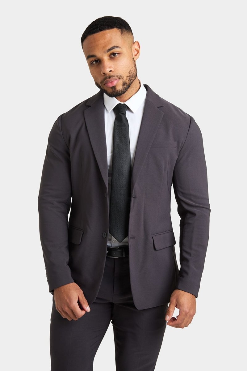 True Athletic Fit Tech Suit Jacket in Slate Grey - TAILORED ATHLETE - USA