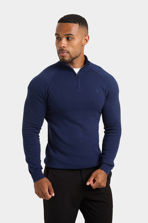 Half Zip Neck in Navy - TAILORED ATHLETE - USA