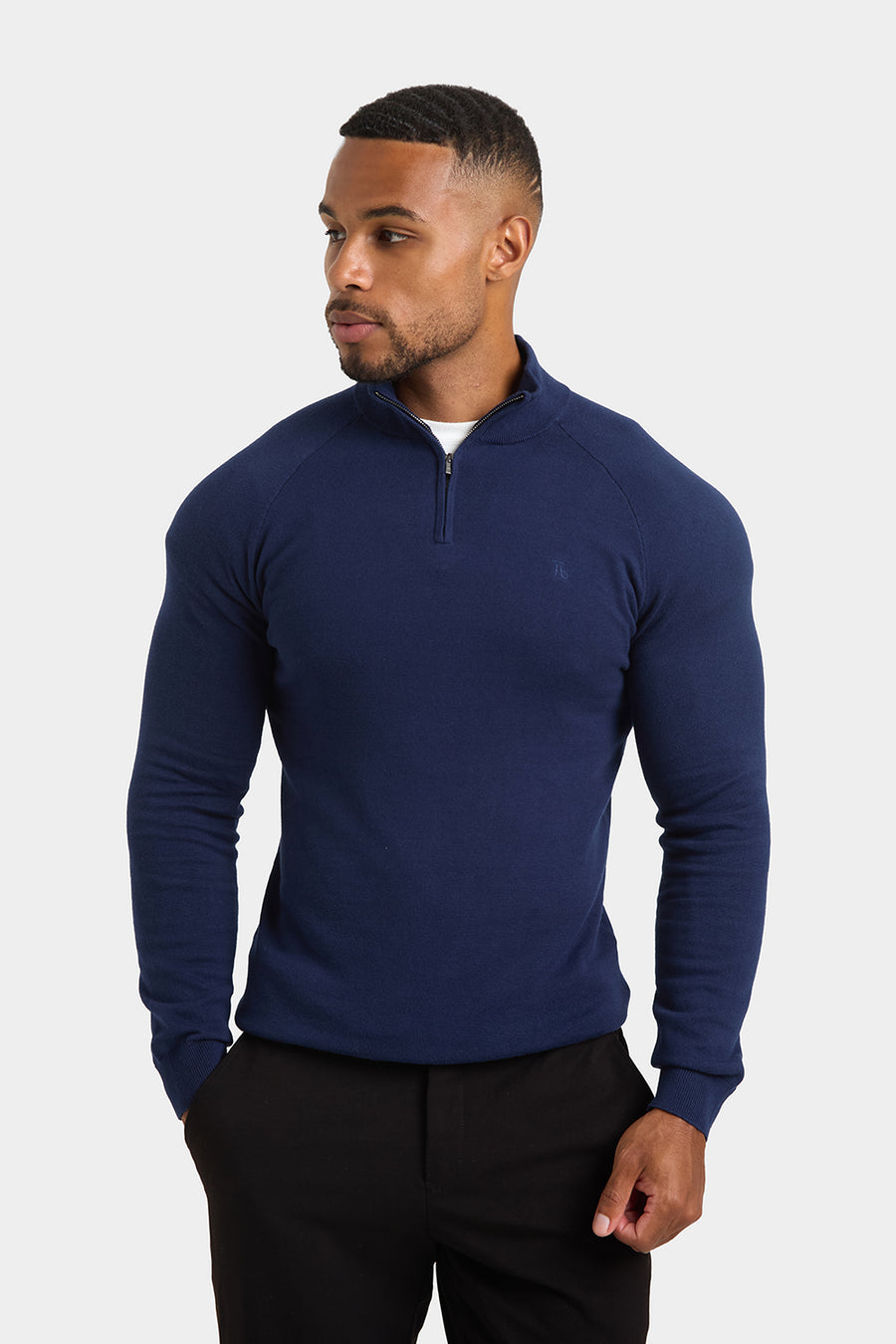 Half Zip Neck in Navy - TAILORED ATHLETE - USA