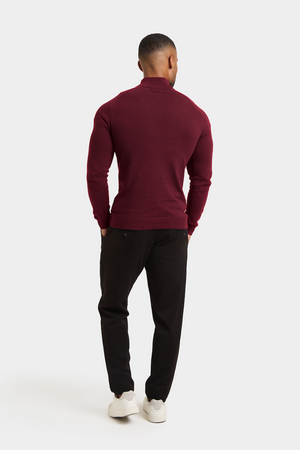 Half Zip Neck in Burgundy - TAILORED ATHLETE - USA