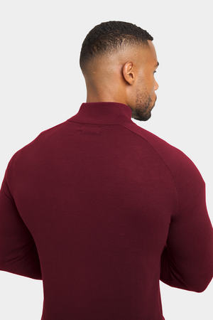 Half Zip Neck in Burgundy - TAILORED ATHLETE - USA