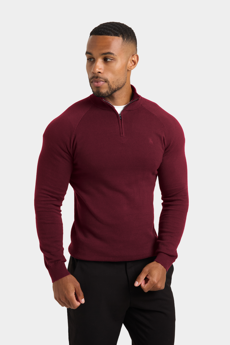 Half Zip Neck in Burgundy - TAILORED ATHLETE - USA