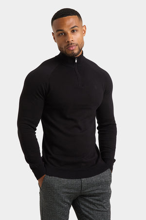 Half Zip Neck in Black - TAILORED ATHLETE - USA