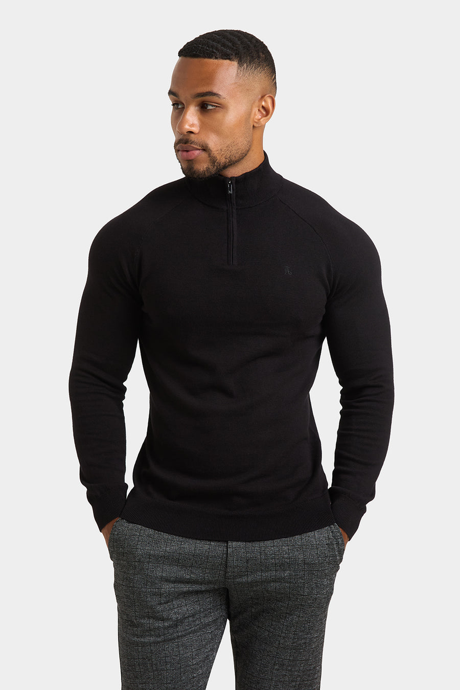 Half Zip Neck in Black - TAILORED ATHLETE - USA