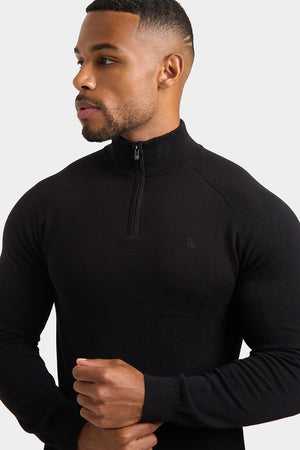 Half Zip Neck in Black - TAILORED ATHLETE - USA