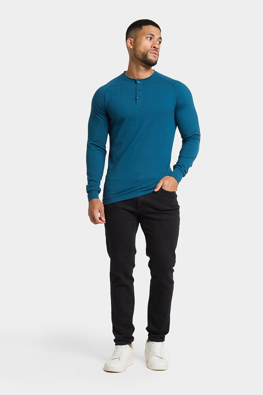 Long Sleeve Everyday Henley T-Shirt in Teal - TAILORED ATHLETE - USA