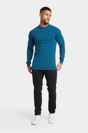 Long Sleeve Everyday Henley T-Shirt in Teal - TAILORED ATHLETE - USA