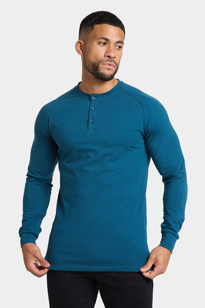 Long Sleeve Everyday Henley T-Shirt in Teal - TAILORED ATHLETE - USA