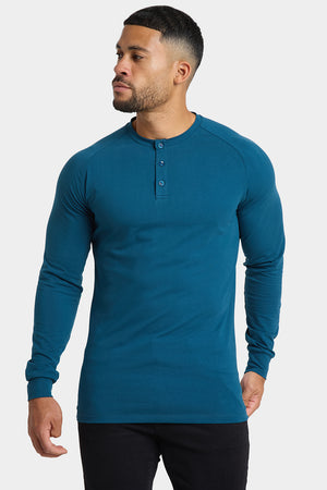 Long Sleeve Everyday Henley T-Shirt in Teal - TAILORED ATHLETE - USA