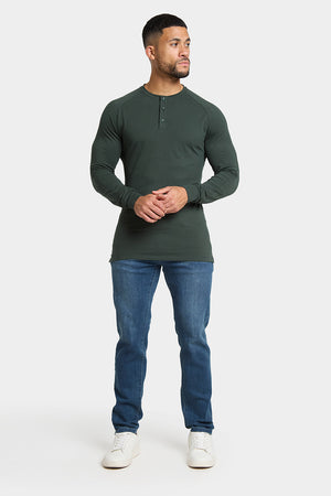 Long Sleeve Everyday Henley T-Shirt in Dark Forest - TAILORED ATHLETE - USA