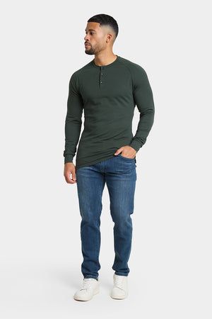 Long Sleeve Everyday Henley T-Shirt in Dark Forest - TAILORED ATHLETE - USA