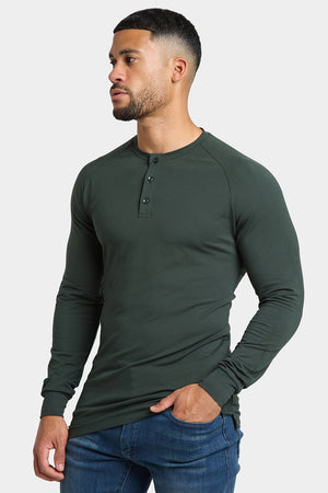 Long Sleeve Everyday Henley T-Shirt in Dark Forest - TAILORED ATHLETE - USA