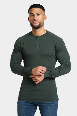 Long Sleeve Everyday Henley T-Shirt in Dark Forest - TAILORED ATHLETE - USA