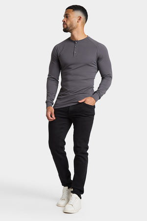 Long Sleeve Everyday Henley T-Shirt in Dark Graphite - TAILORED ATHLETE - USA