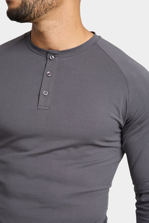 Long Sleeve Everyday Henley T-Shirt in Dark Graphite - TAILORED ATHLETE - USA