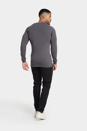 Long Sleeve Everyday Henley T-Shirt in Dark Graphite - TAILORED ATHLETE - USA