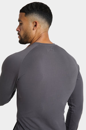 Long Sleeve Everyday Henley T-Shirt in Dark Graphite - TAILORED ATHLETE - USA