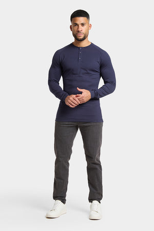 Long Sleeve Everyday Henley T-Shirt in Navy - TAILORED ATHLETE - USA