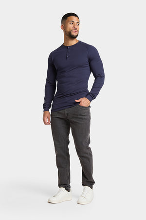 Long Sleeve Everyday Henley T-Shirt in Navy - TAILORED ATHLETE - USA