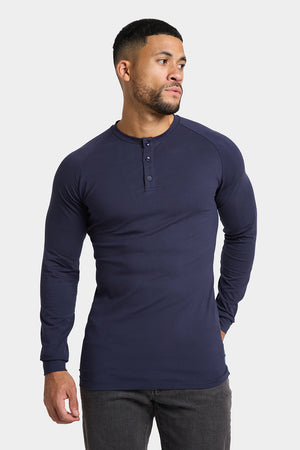 Long Sleeve Everyday Henley T-Shirt in Navy - TAILORED ATHLETE - USA