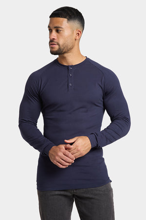 Long Sleeve Everyday Henley T-Shirt in Navy - TAILORED ATHLETE - USA