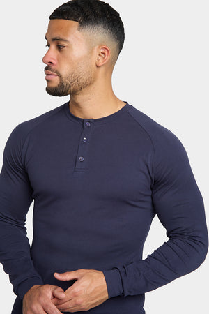 Long Sleeve Everyday Henley T-Shirt in Navy - TAILORED ATHLETE - USA