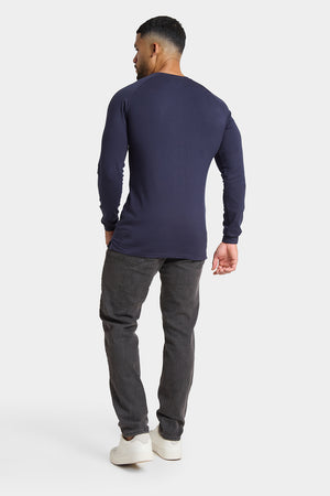 Long Sleeve Everyday Henley T-Shirt in Navy - TAILORED ATHLETE - USA