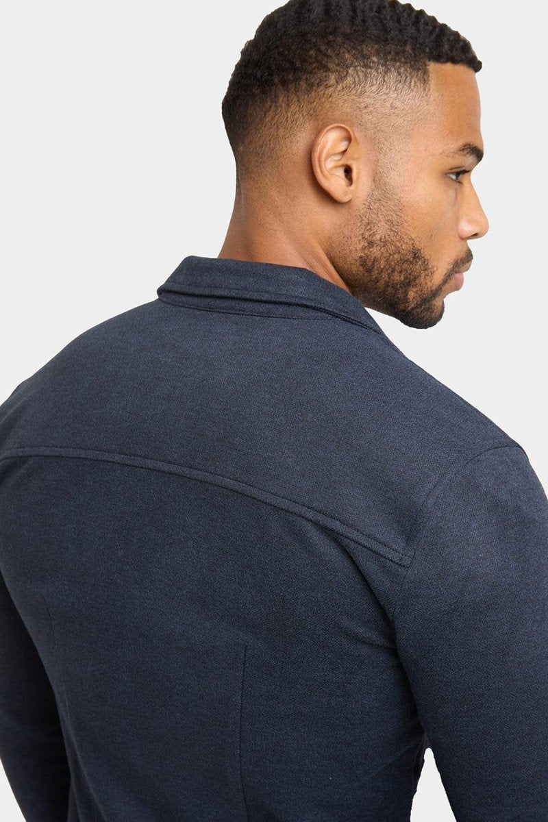 Herringbone Jersey Overshirt in Dark Steel - TAILORED ATHLETE - USA