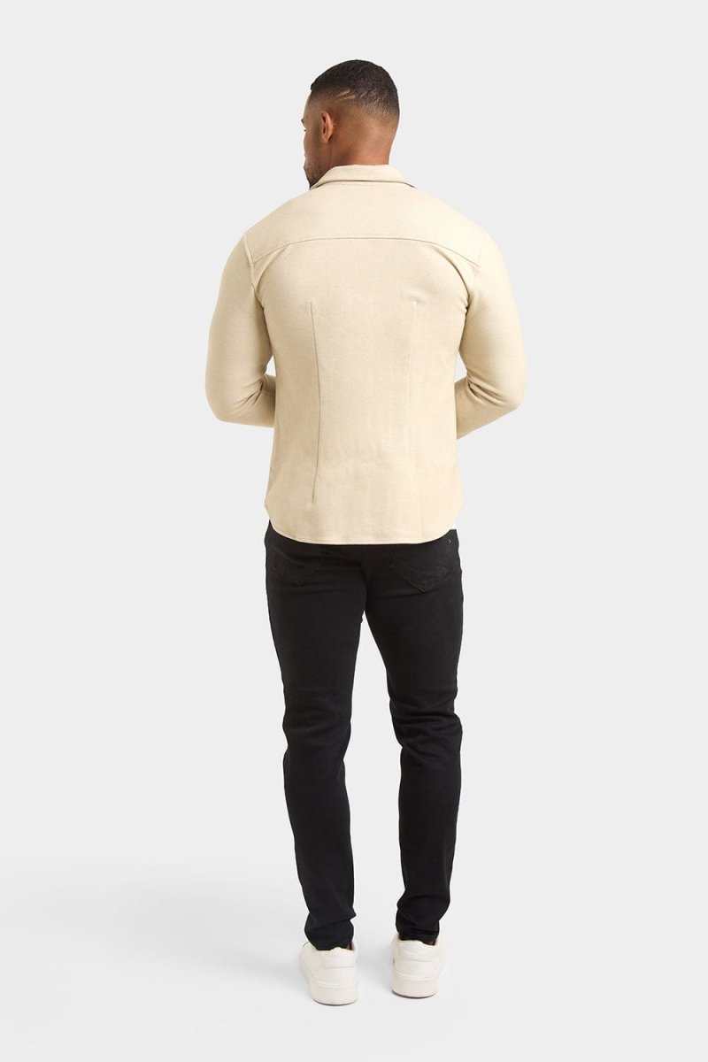 Herringbone Jersey Overshirt in Stone - TAILORED ATHLETE - USA