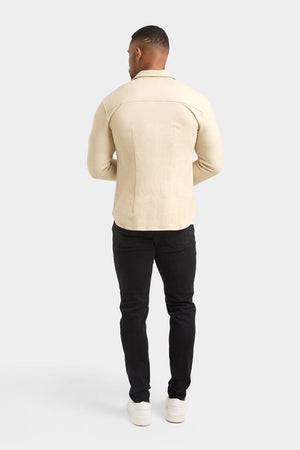 Herringbone Jersey Overshirt in Stone - TAILORED ATHLETE - USA