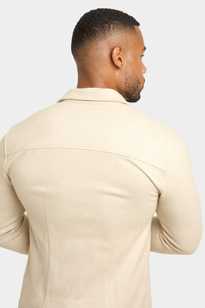 Herringbone Jersey Overshirt in Stone - TAILORED ATHLETE - USA