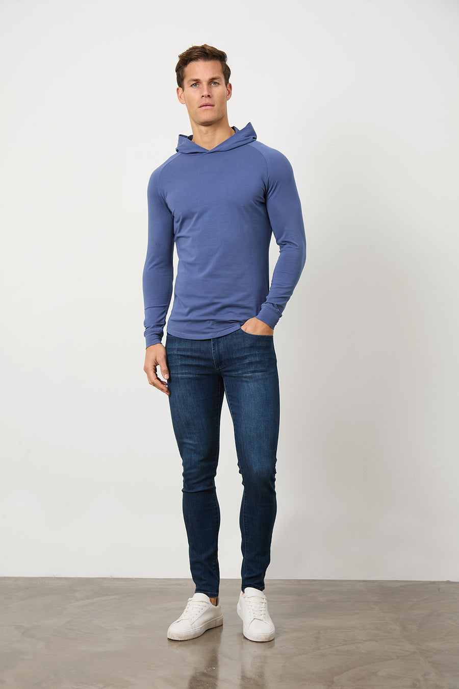 Hooded Top in Denim Blue - TAILORED ATHLETE - USA