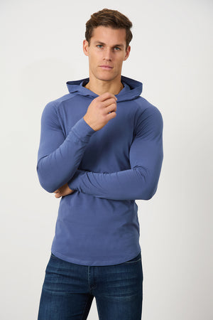 Hooded Top in Denim Blue - TAILORED ATHLETE - USA