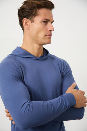 Hooded Top in Denim Blue - TAILORED ATHLETE - USA