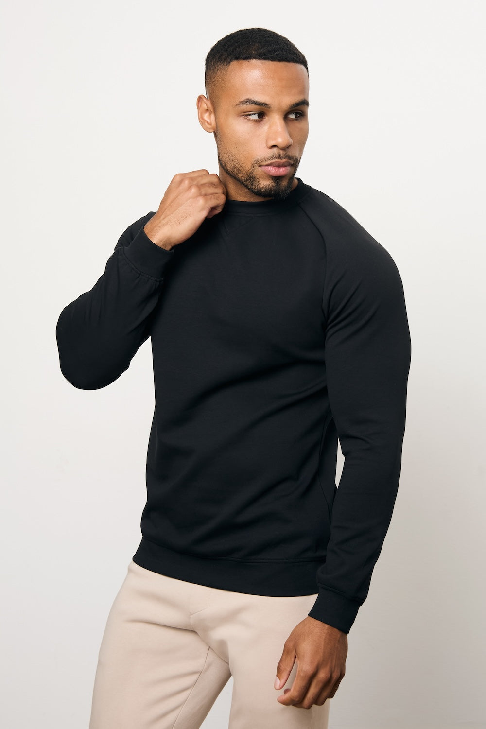 Interlock Crew Neck Sweat in Black - TAILORED ATHLETE - USA