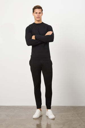 Interlock Crew Neck Sweat in Black - TAILORED ATHLETE - USA