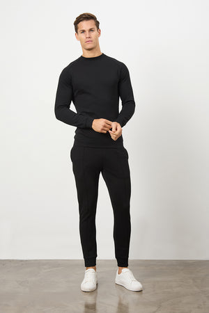 Interlock Crew Neck Sweat in Black - TAILORED ATHLETE - USA