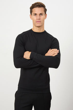 Interlock Crew Neck Sweat in Black - TAILORED ATHLETE - USA