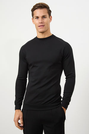 Interlock Crew Neck Sweat in Black - TAILORED ATHLETE - USA