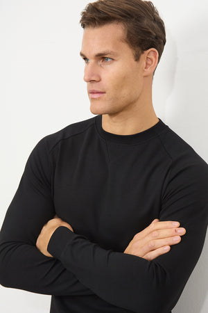 Interlock Crew Neck Sweat in Black - TAILORED ATHLETE - USA