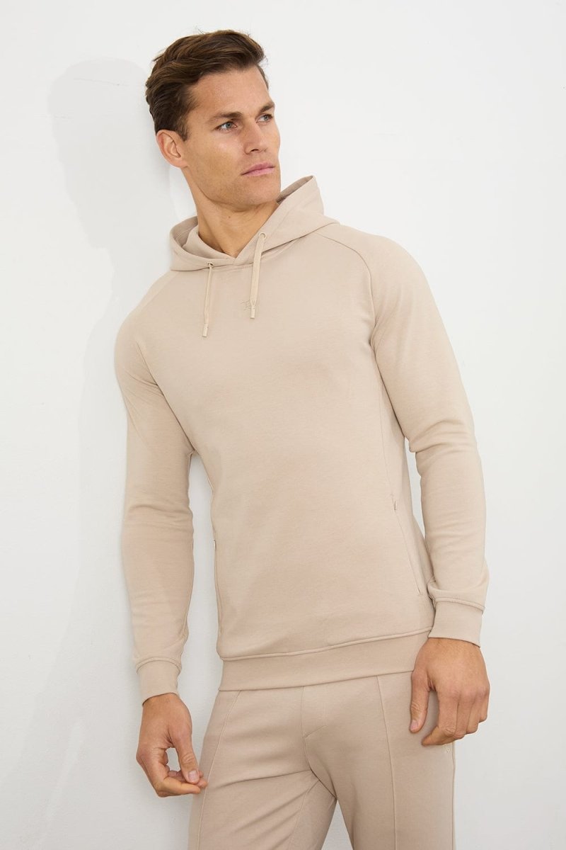 Interlock Hoodie Sweat in Stone - Main Image