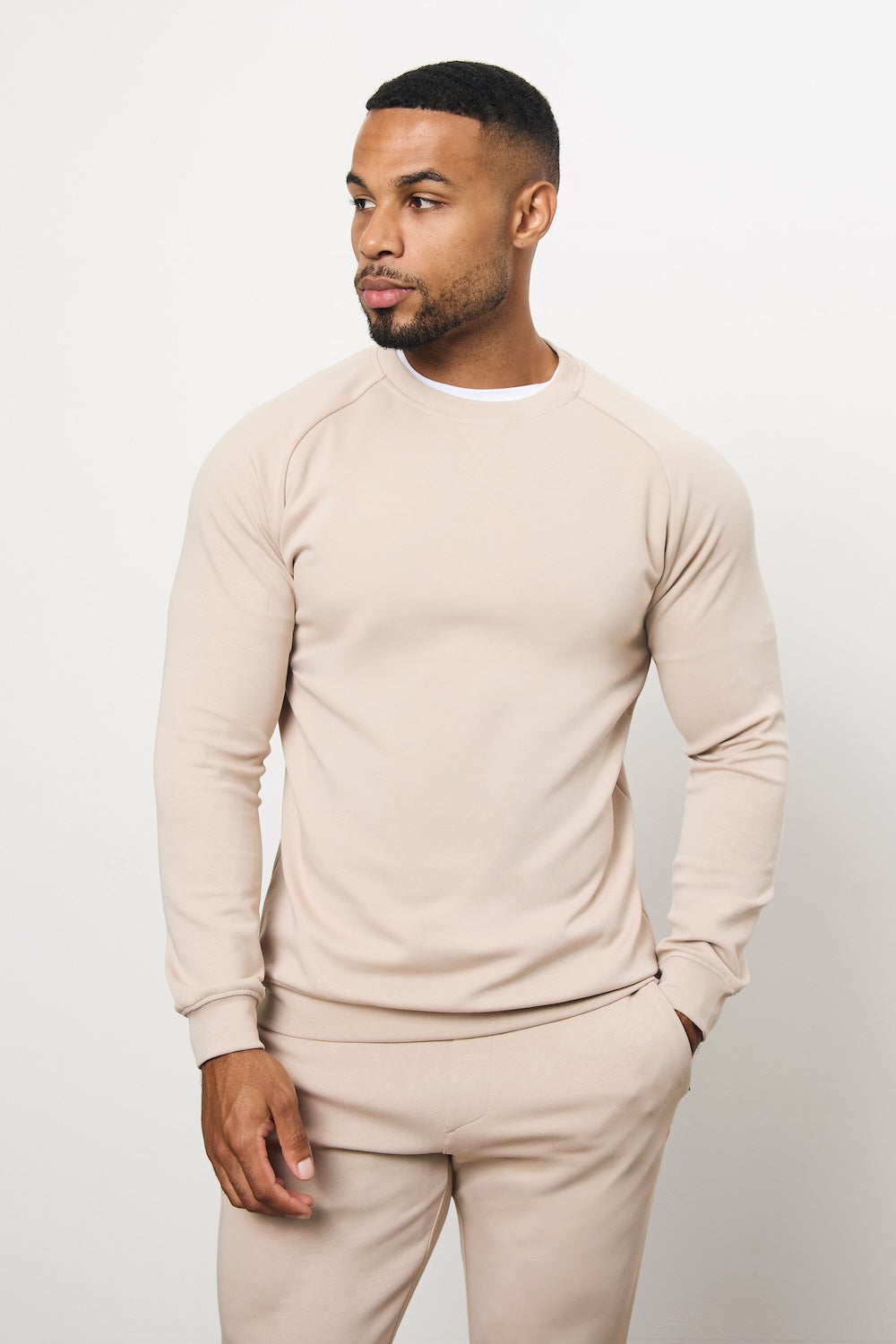 Interlock Crew Neck Sweat in Stone - TAILORED ATHLETE - USA