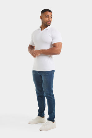 Jersey Buttonless Polo Shirt in White - TAILORED ATHLETE - USA