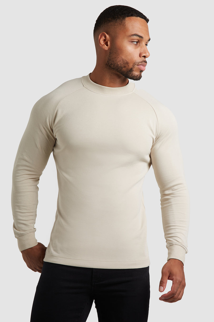 Mock Neck T-Shirt in Stone - TAILORED ATHLETE - USA