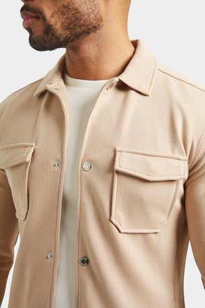 Jersey Shacket in Stone - TAILORED ATHLETE - USA