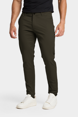 Athletic Fit Cotton Stretch Chino Pants in Dark Khaki - TAILORED ATHLETE - USA