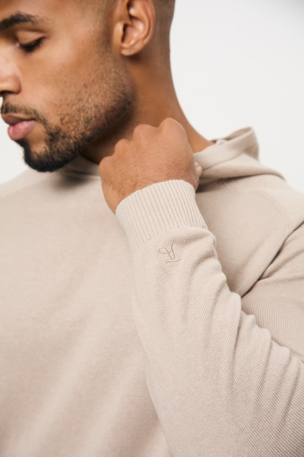 Pure Cotton Knitted Hoodie in Stone - TAILORED ATHLETE - USA