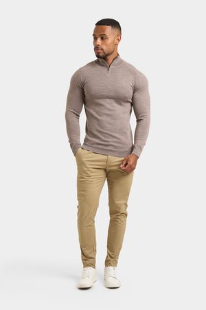 Merino Wool Half Zip Neck in Natural Marl - TAILORED ATHLETE - USA